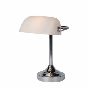 Luminaires Lucide Lampe de banquier Lucide Banker Chrome, 1 lumière* Lampes En Verre