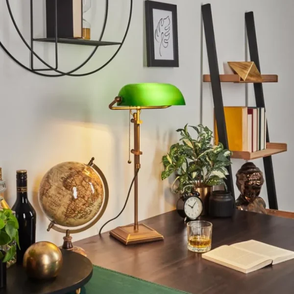 hofstein Lampe de banquier Ragaz Bronze, 1 lumière* Lampes En Verre