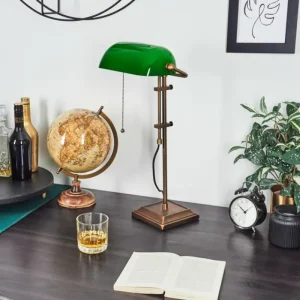 hofstein Lampe de banquier Ragaz Bronze, 1 lumière* Lampes En Verre