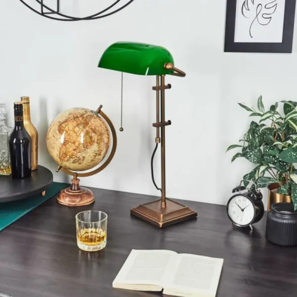 hofstein Lampe de banquier Ragaz Bronze, 1 lumière* Lampes En Verre