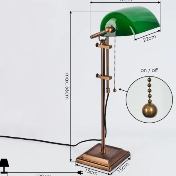 hofstein Lampe de banquier Ragaz Bronze, 1 lumière* Lampes En Verre