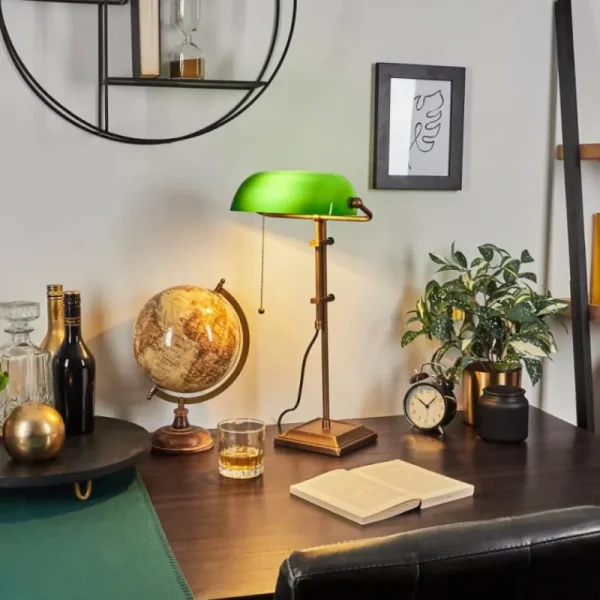 hofstein Lampe de banquier Ragaz Bronze, 1 lumière* Lampes En Verre