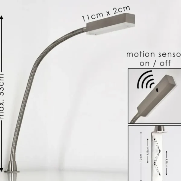 hofstein Lampe de chevet Alamo Nickel mat, 1 lumière, Détecteur de mouvement* Lampes Modernes