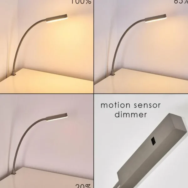 hofstein Lampe de chevet Alamo Nickel mat, 1 lumière, Détecteur de mouvement* Lampes Modernes