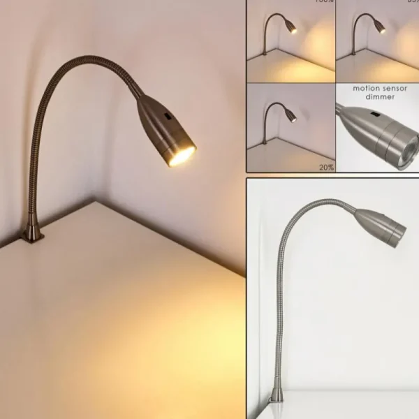 hofstein Lampe de chevet Alsea LED Nickel mat, 1 lumière, Détecteur de mouvement* Lampes Modernes