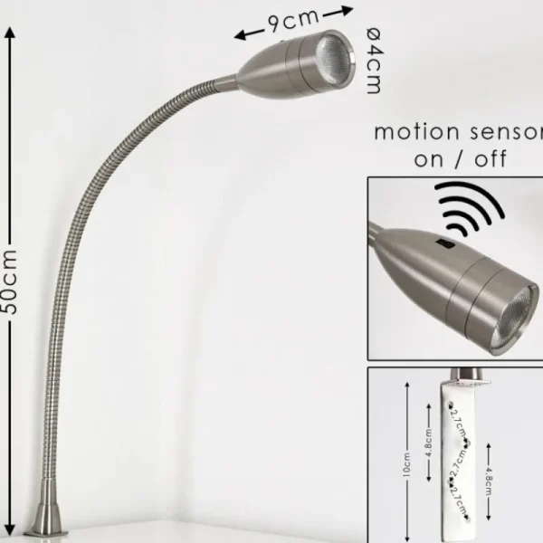 hofstein Lampe de chevet Alsea LED Nickel mat, 1 lumière, Détecteur de mouvement* Lampes Modernes