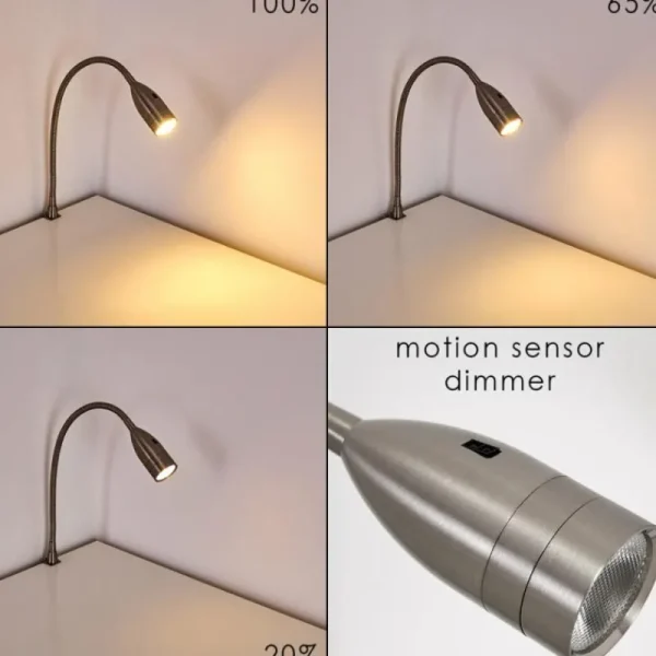 hofstein Lampe de chevet Alsea LED Nickel mat, 1 lumière, Détecteur de mouvement* Lampes Modernes