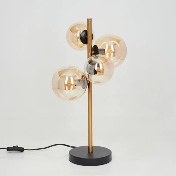 hofstein Lampe de table Alden LED Laiton, Noir, 4 lumières* Lampes En Verre