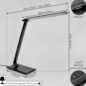 hofstein Lampe de table Chozendo LED Noir, 1 lumière* Lampes Modernes