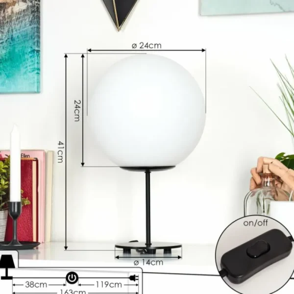 hofstein Lampe de table Karhia Noir, 1 lumière* Lampes En Verre