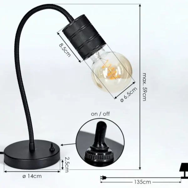 hofstein Lampe de table Ajaccio Noir, 1 lumière* Lampes Modernes