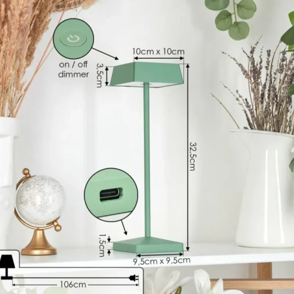 hofstein Lampe de table Algeraz LED Vert, 1 lumière* Lampes Modernes