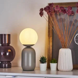 hofstein Lampe de table Alolas Gris, 1 lumière* Lampes En Verre