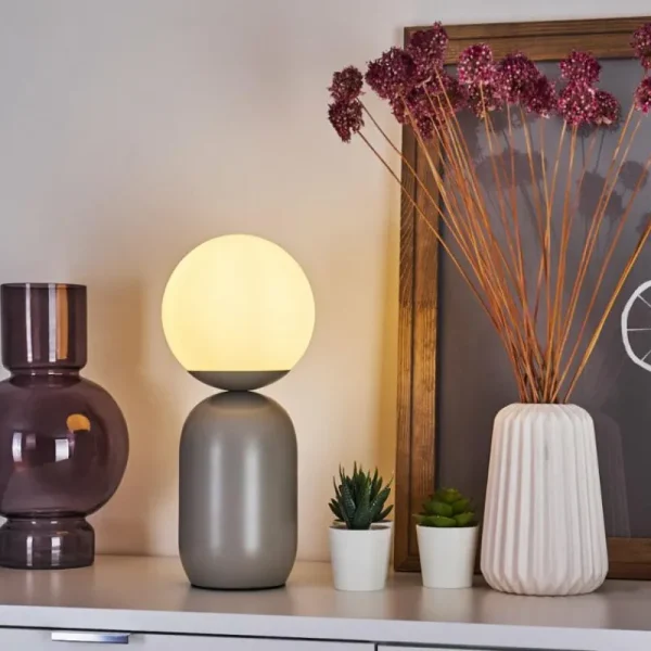 hofstein Lampe de table Alolas Gris, 1 lumière* Lampes En Verre