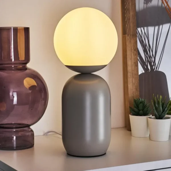 hofstein Lampe de table Alolas Gris, 1 lumière* Lampes En Verre