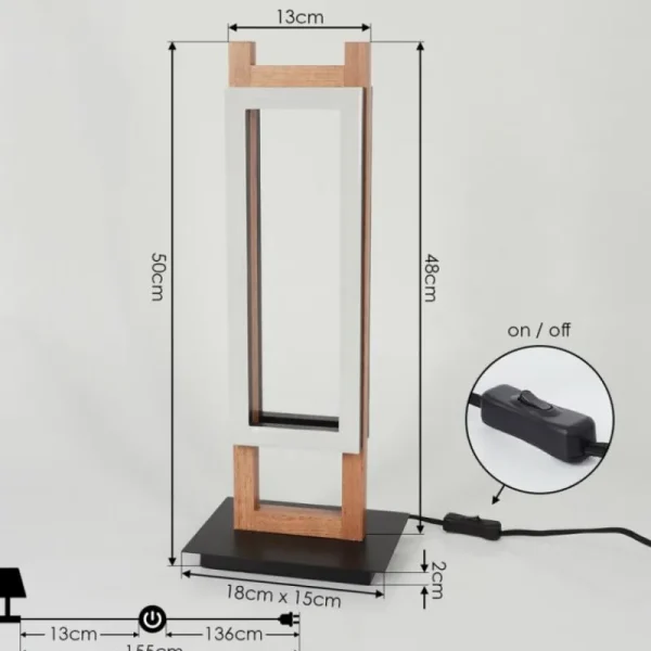hofstein Lampe de table Ayajasco LED Couleur bois, Noir, 1 lumière* Lampes Modernes