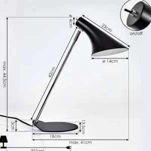 hofstein Lampe de table Corralcay Chrome, Noir, 1 lumière* Lampes Modernes