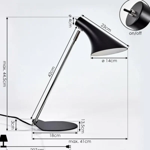 hofstein Lampe de table Corralcay Chrome, Noir, 1 lumière* Lampes Modernes