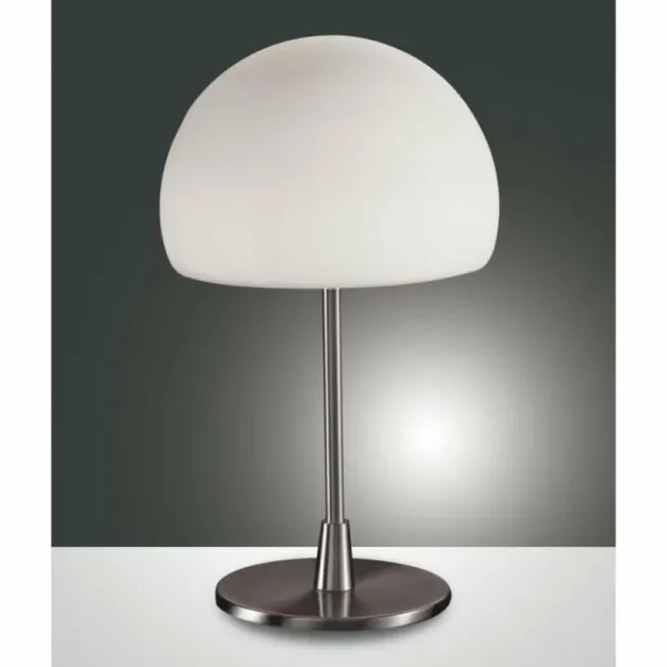 Luminaires Fabas Luce Lampe de table Fabas Luce Gaia big Nickel mat, 1 lumière* Lampes En Verre