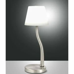 Luminaires Fabas Luce Lampe de table Fabas Luce Ibla LED Nickel mat, 1 lumière* Lampes En Verre