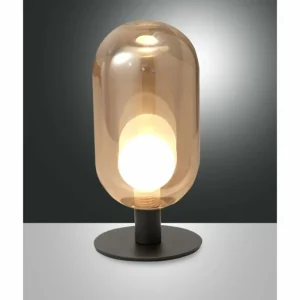 Luminaires Fabas Luce Lampe de table Fabas Luce Gubbio LED Noir, 1 lumière* Lampes En Verre