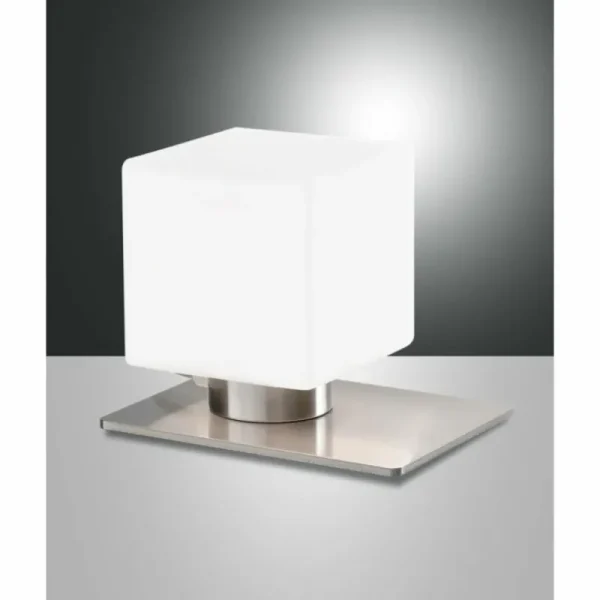 Luminaires Fabas Luce Lampe de table Fabas Luce Zara LED Nickel mat, 1 lumière* Lampes En Verre