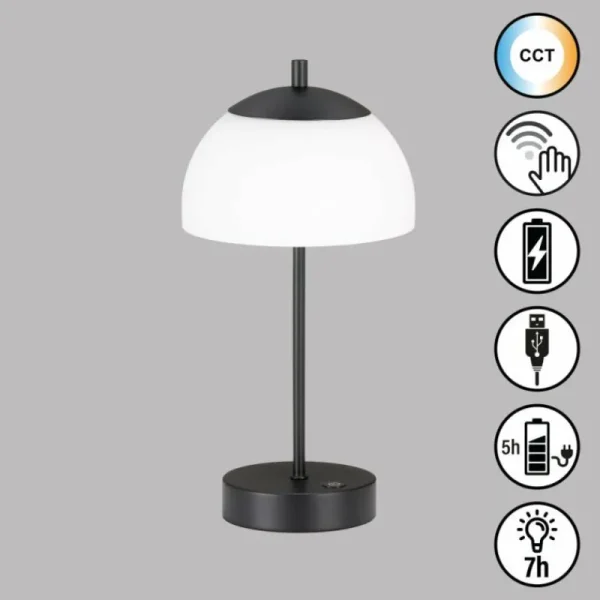 FHL easy Lampe de table Riva LED Noir, 1 lumière* Lampes En Verre