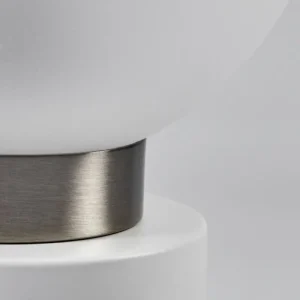 hofstein Lampe de table Flawil Nickel mat, Blanc, 1 lumière* Lampes En Verre