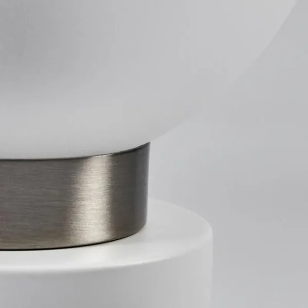 hofstein Lampe de table Flawil Nickel mat, Blanc, 1 lumière* Lampes En Verre