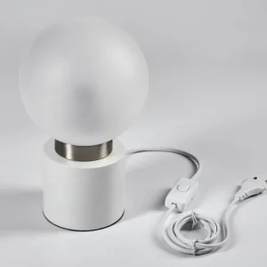 hofstein Lampe de table Flawil Nickel mat, Blanc, 1 lumière* Lampes En Verre