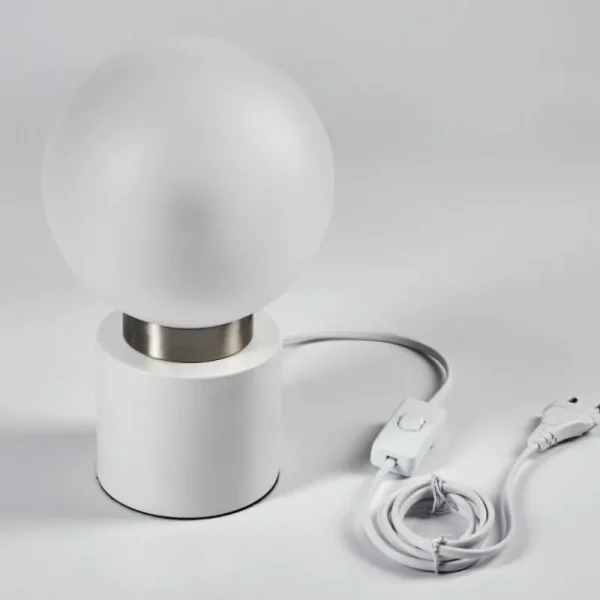 hofstein Lampe de table Flawil Nickel mat, Blanc, 1 lumière* Lampes En Verre