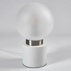 hofstein Lampe de table Flawil Nickel mat, Blanc, 1 lumière* Lampes En Verre