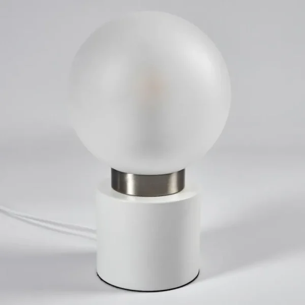hofstein Lampe de table Flawil Nickel mat, Blanc, 1 lumière* Lampes En Verre