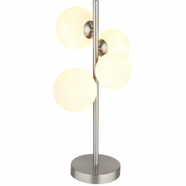 Luminaires Globo Lighting Lampe de table Globo RIHA LED Nickel mat, 4 lumières* Lampes En Verre