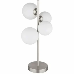 Luminaires Globo Lighting Lampe de table Globo RIHA LED Nickel mat, 4 lumières* Lampes En Verre