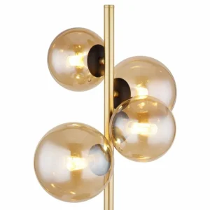 Luminaires Globo Lighting Lampe de table Globo RIHA LED Laiton, Noir, 4 lumières* Lampes En Verre