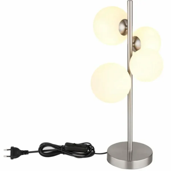 Luminaires Globo Lighting Lampe de table Globo RIHA LED Nickel mat, 4 lumières* Lampes En Verre