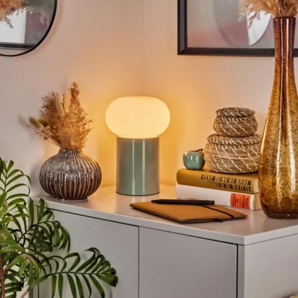 hofstein Lampe de table Godrie Bleu, 1 lumière* Lampes En Verre