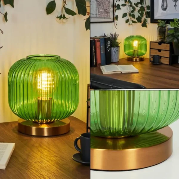 hofstein Lampe de table Goldenville Laiton, 1 lumière* Lampes En Verre