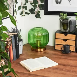 hofstein Lampe de table Goldenville Laiton, 1 lumière* Lampes En Verre