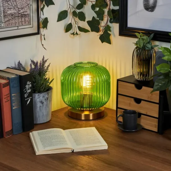 hofstein Lampe de table Goldenville Laiton, 1 lumière* Lampes En Verre