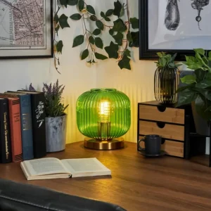 hofstein Lampe de table Goldenville Laiton, 1 lumière* Lampes En Verre