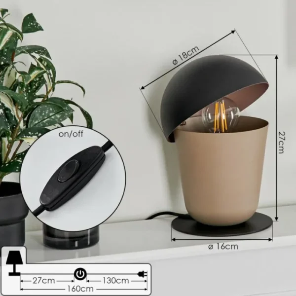 hofstein Lampe de table Khyong Beige, Noir, 1 lumière* Lampes Modernes