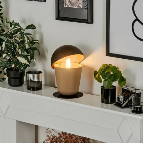 hofstein Lampe de table Khyong Beige, Noir, 1 lumière* Lampes Modernes