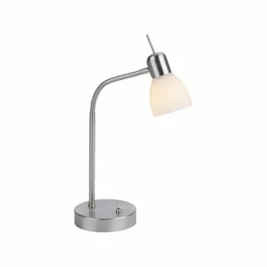 Luminaires Leuchten Direkt Lampe de table Leuchten-Direkt KARO Acier brossé, 1 lumière* Lampes En Verre