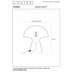 Luminaires Lucide Lampe de table Lucide FUNGO Or, Laiton, 1 lumière* Lampes En Verre