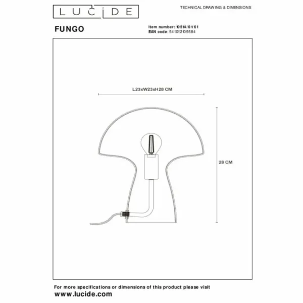 Luminaires Lucide Lampe de table Lucide FUNGO Blanc, 1 lumière* Lampes En Verre