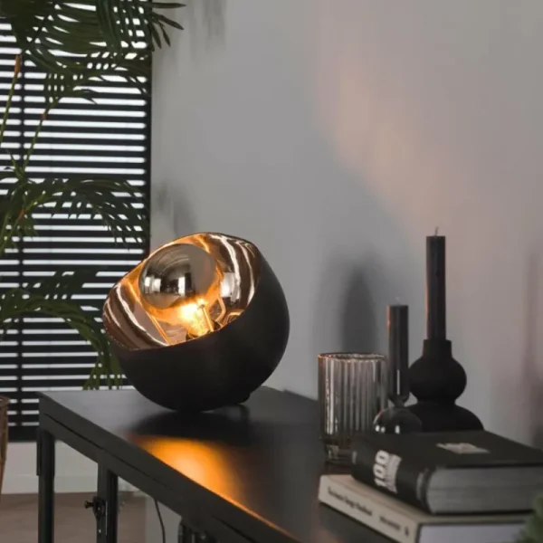 hofstein Lampe de table Mirror Nickel mat, Noir, 1 lumière* Lampes Modernes