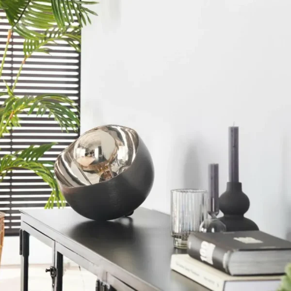 hofstein Lampe de table Mirror Nickel mat, Noir, 1 lumière* Lampes Modernes