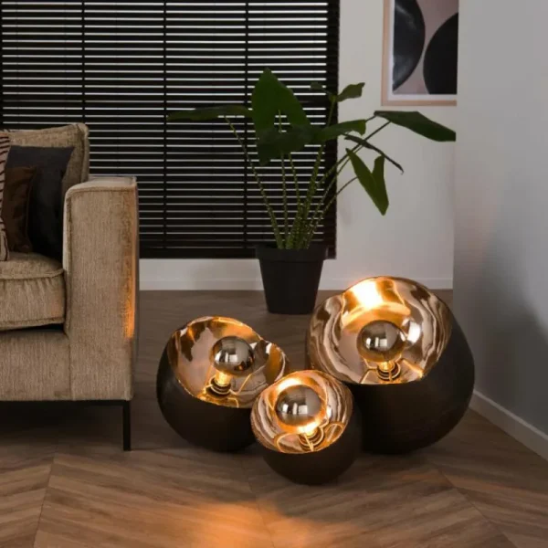 hofstein Lampe de table Mirror Nickel mat, Noir, 1 lumière* Lampes Modernes